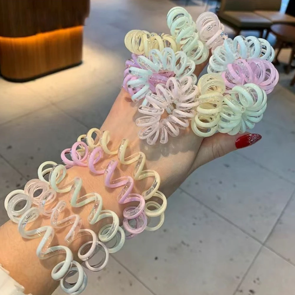 

1Pcs Hair Ties Colorful Elastic Plastic Hair Band Rubber Telephone Cord Scrunchies Hair Accessories Headwear For Ponytail Holder