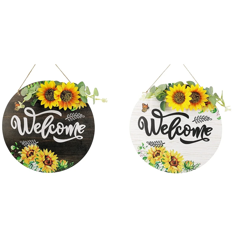 

Подсолнухи, знак приветствия, венки для входной двери, подвесные деревенские украшения для входной двери, фермерский декор для крыльца для ...