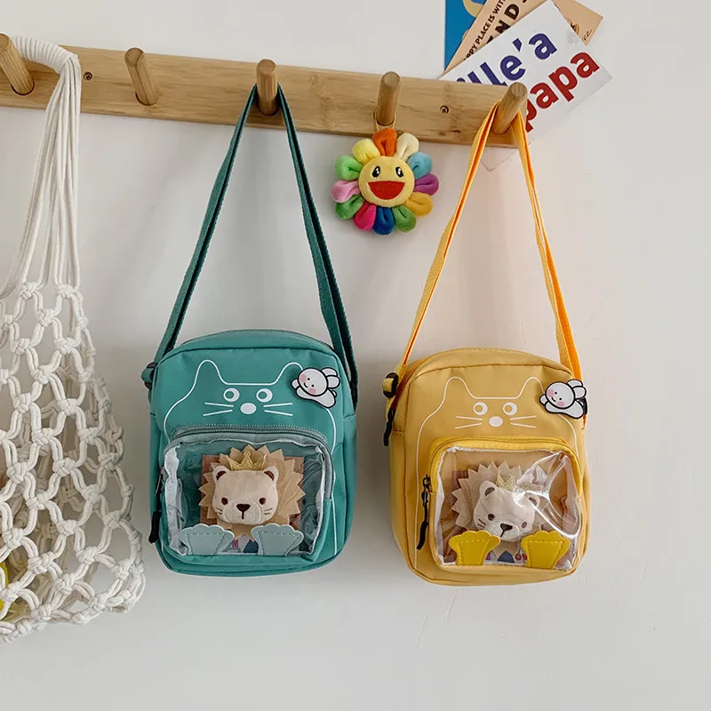 

Маленькая квадратная Холщовая Сумка INS, повседневная дизайнерская уличная Сумка-тоут, прозрачная сумочка на ремне с милым львом