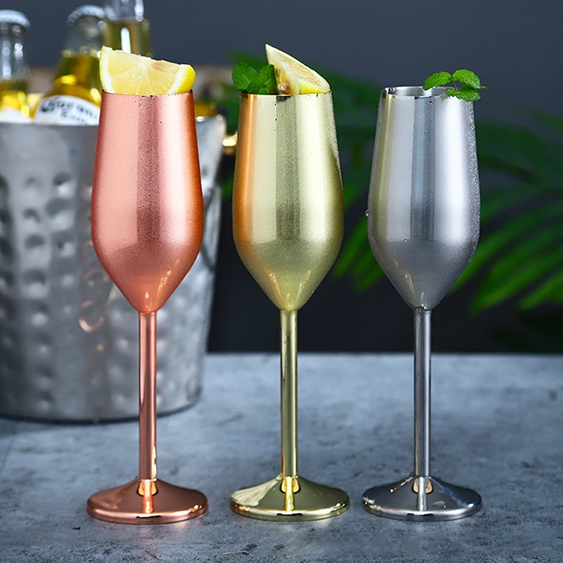 

220ml Stainless Steel Goblet Red Wine Glass Juice Drink Champagne Goblet Whiskey Cup Restaurant Goblet Party Barware Drinkware