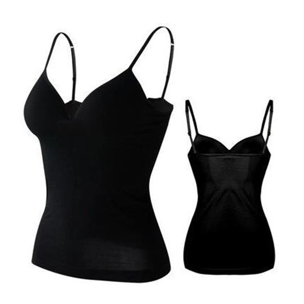 New Padded Bra Tank Top Lady Camisole With Built In Bra Soft Tank Casual  Top Women Modal Spaghetti Solid Fitness Clothing