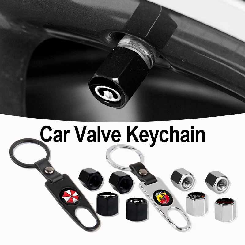 

1set of Car Logo Leather Buckle Valve Cap Dustproof for Lada Vesta Priora Granta 2107 Sw Cross Niva Laika 4x4 Car Accessories