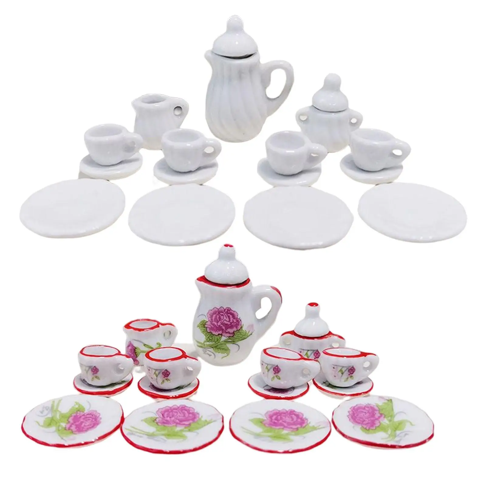 

1:12 Scale Mini Teapot Cup Plate Accessories Toys Life Scene Dollhouse Miniature Porcelain Tea Cup Ornaments Scenery Supplies