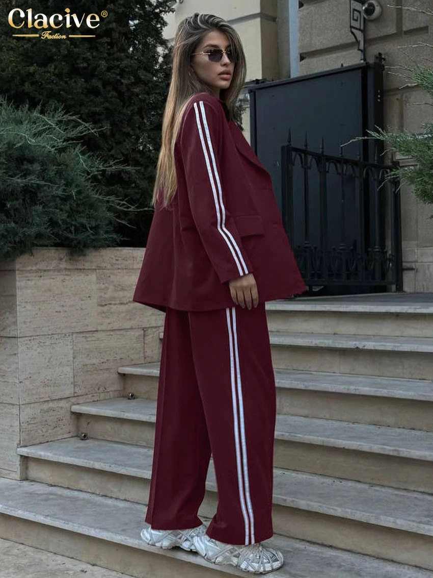 Clacive модный свободный белый офисный женский комплект из двух предметов 2025