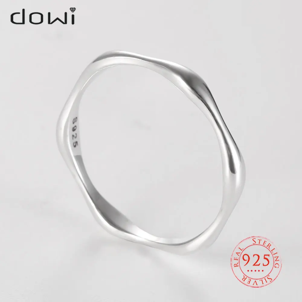 

Dowi Wave Ring Silver 925 Retro Finger Rings Korean Style Jewelry for Women Men Stack-able Punk Party Jewelry Gifts New