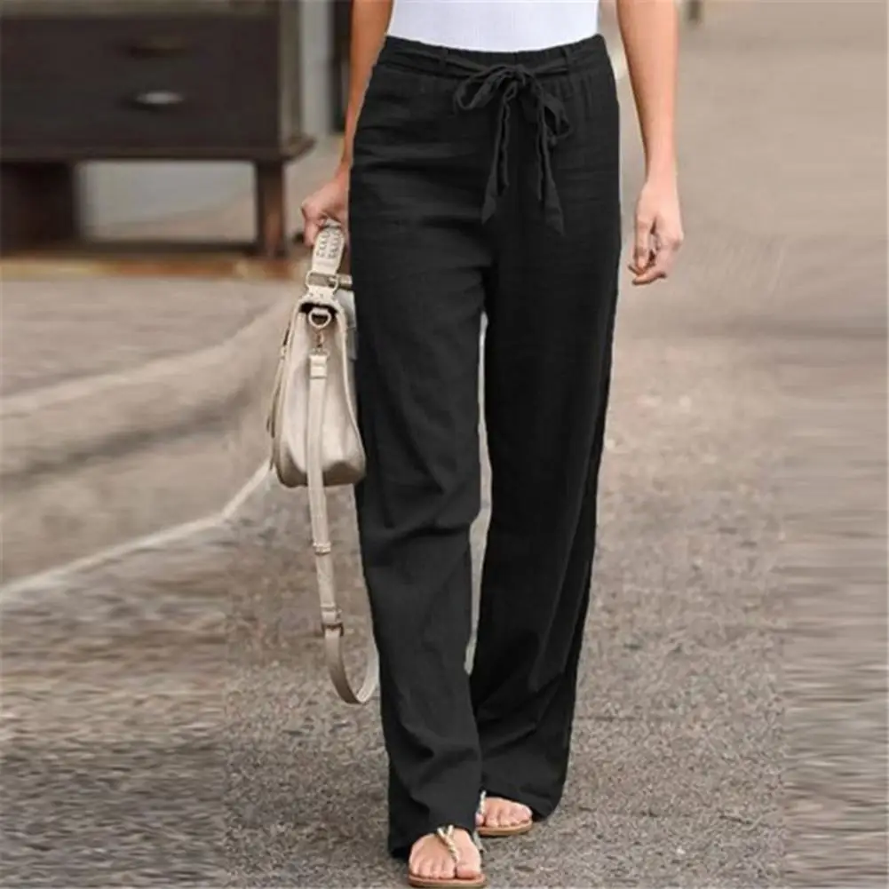 

Ladies Loose Pants Casual Waist Band Wide Leg Loose Trousers Daily Wear