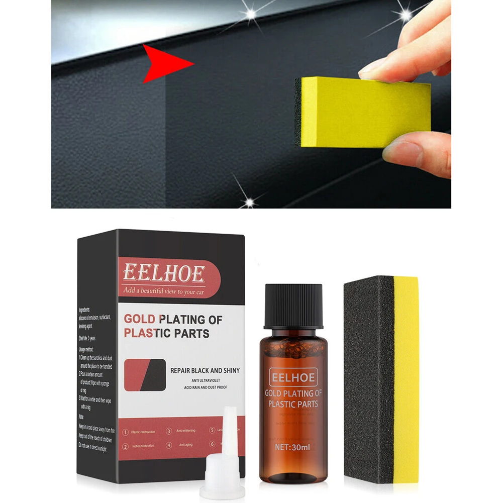

Durable Car Plastic Plating Agent 30ml Automotive Cleaning Tool Door Panels Instrument Interior Liquid Nano-Plated