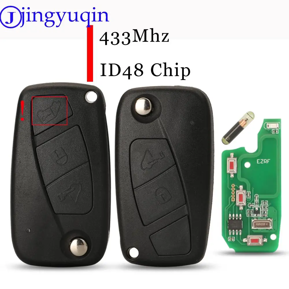 Jingyuqin Flip Remote Car Key Fob 433MHZ ID48 Chip For Fiat Ducato Citroen Relay Peugeot Boxer Lancia With SIP22 Blade on - Пульт для брелка автомобильного ключа с функцией переключения Jingyuqin 433 МГц ID48 Chip для Fiat Ducato Citroen Relay Peugeot Box
