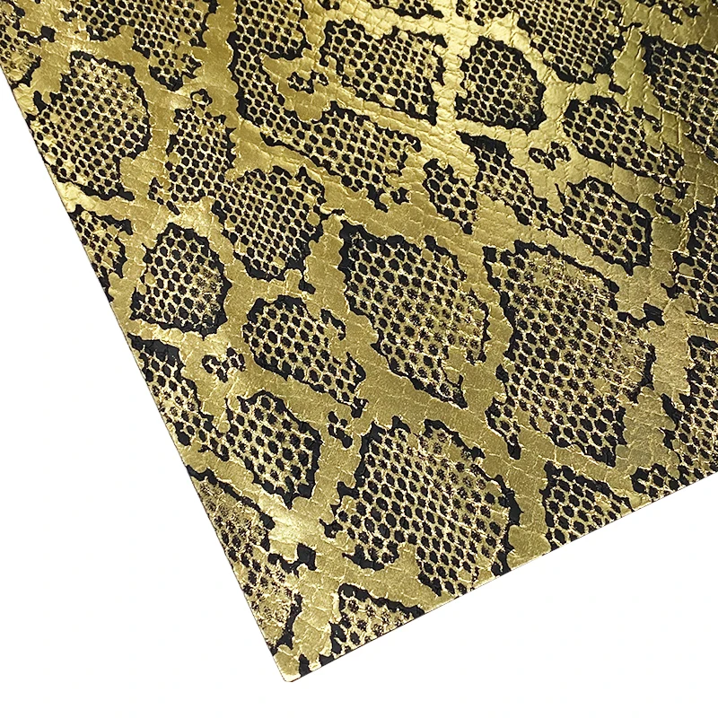 Snake Skin Design Pattern Bronzing Vinyl PU Faux Leather Fabric Sheet for Making Shoe/Bag/DIY Accessories/Wallpaper |
