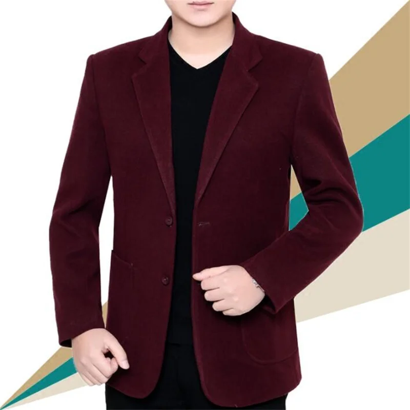 

Middle-aged jacket men blazer autumn winter thicken masculino slim fit casaco jaqueta masculina coats mens suit B271