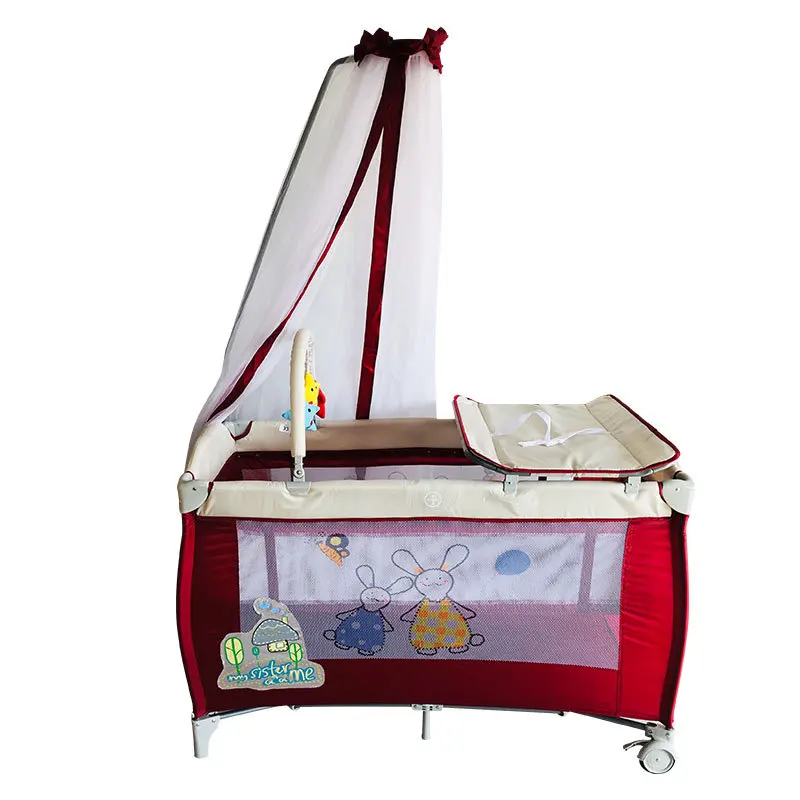 Crib Wholesale Bed Midbed Foldable Portable Baby Bed Baby Care Table Diaper Table with Mosquito Net