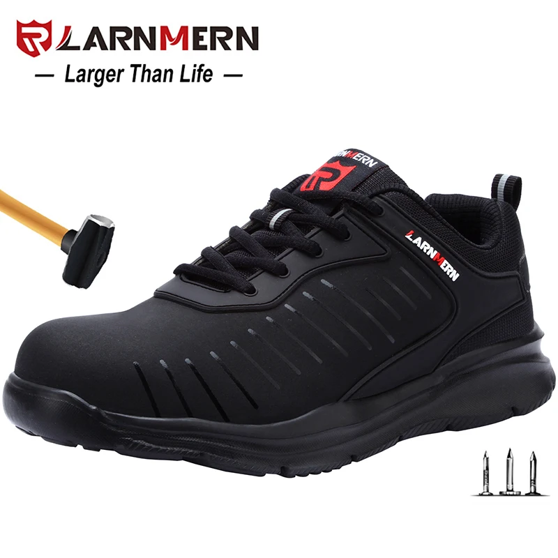 LARNMERN Mens Steel Toe Safety Work Shoes For Men Lightweight Breathable Anti-Smashing Non-Slip Anti-static Protective Shoes