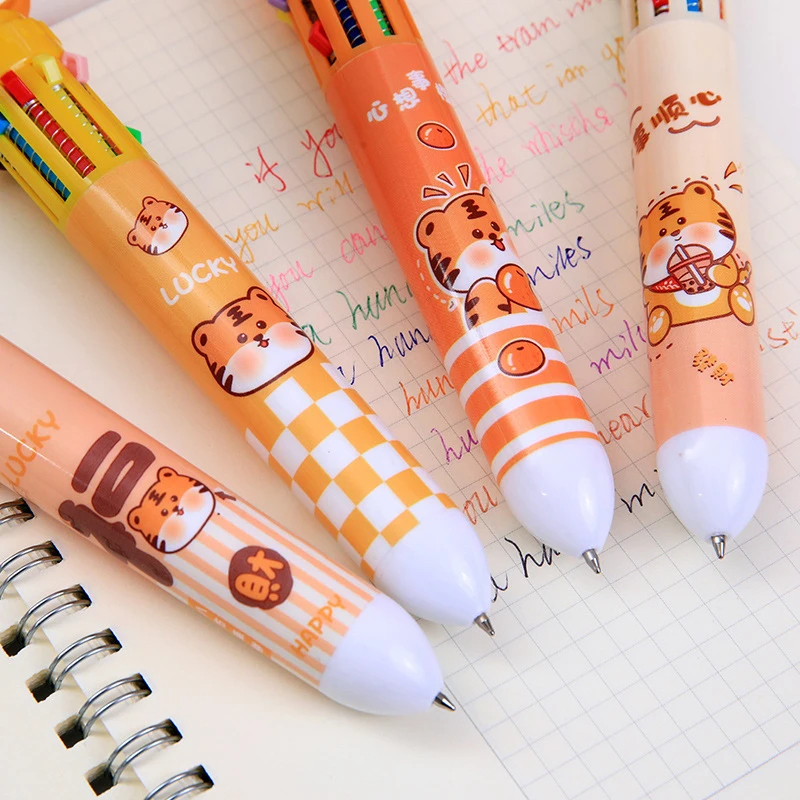 

Cute Kawaii Orange Little Tiger Cartoon Silicone 10 Colors Chunky Ballpoint Pen School Office Supply Gift Stationery