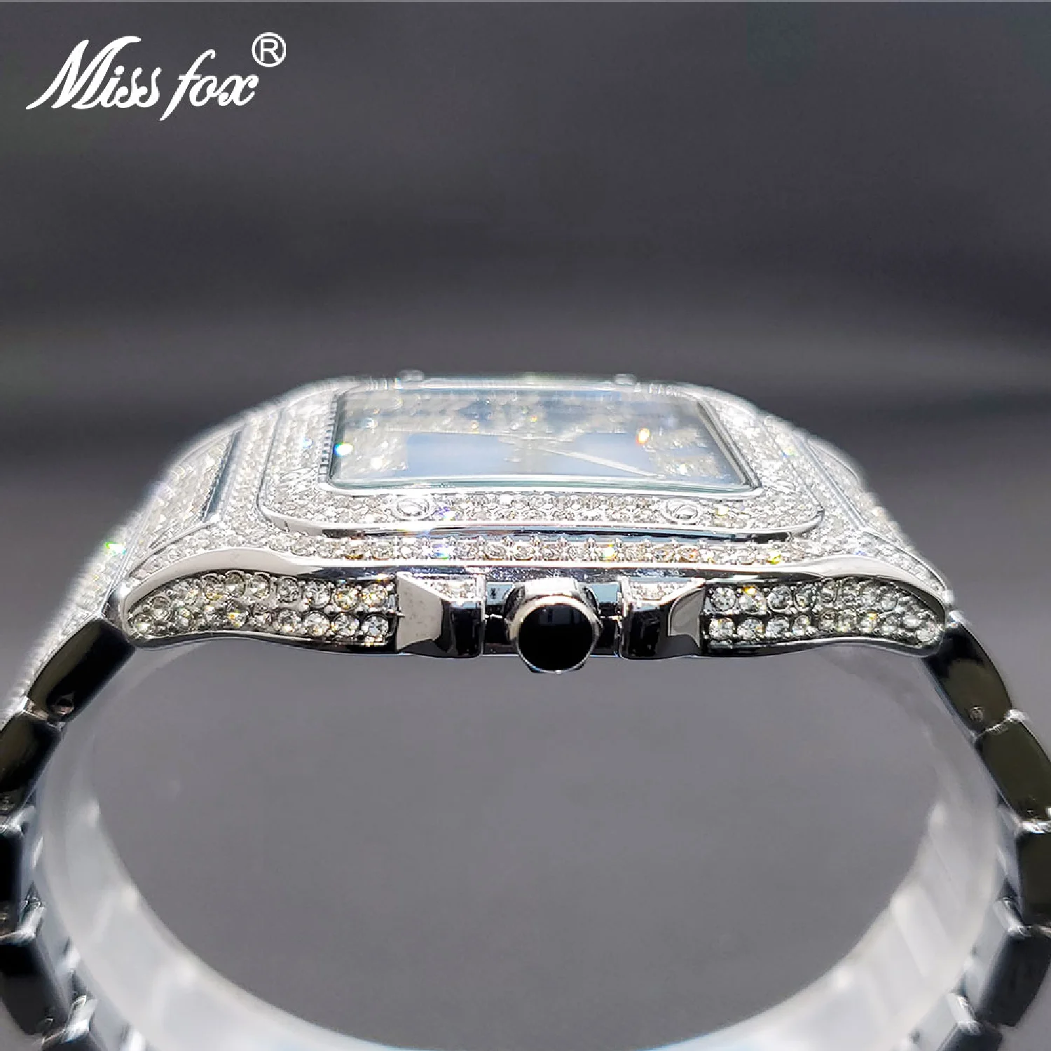 Quartz Watches Luxury Iced Out Moissanite Blue Dial Square Watch For Men Women Party Jewelry Waterproof Unisex Clock Lover Gift