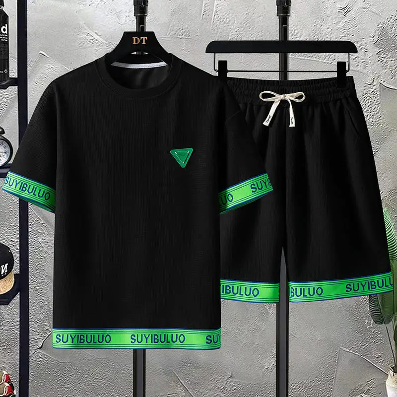 

Men's Suit Summer New Men's Sportswear Short Sleeve T-Shirt Shorts Casual Two Piece Large Size Men's Men's Jogging Pants Set