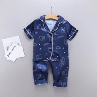 kids satin pajama set summer baby short sleeve cotton tops and trousers pajama suit 2pcs casual home wear children sleepwear