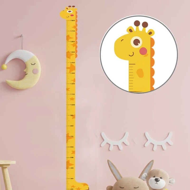 1pc Cartoon Animals Height Measure Wall Sticker Giraffe Wallpaper for Kids Room Nursery Child Growth Ruler Growth Chart