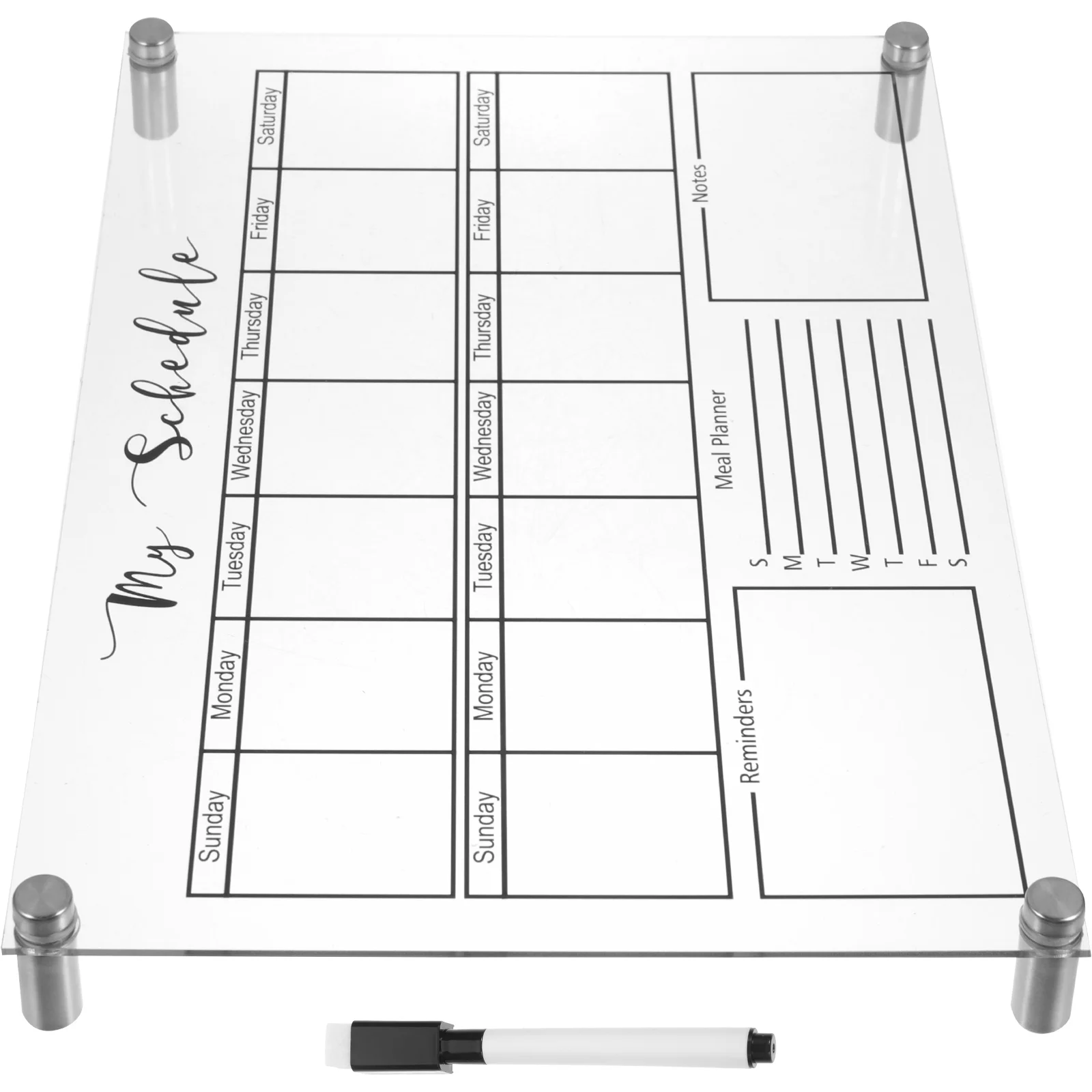 Weekly Planner Board Glass White Boards Dry Erase Desk Acrylic Note Fridge Stands Office Desktop Whiteboard Marker