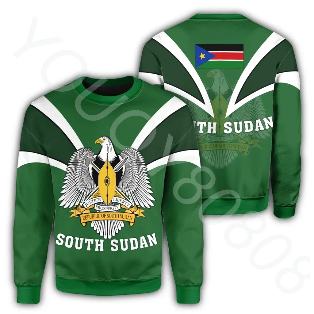 African Men's Round Neck Spring Autumn Sweatshirt Long Sleeve Sweatshirt Special Sports South Sudan Sweatshirt Tusk Sweatshirt