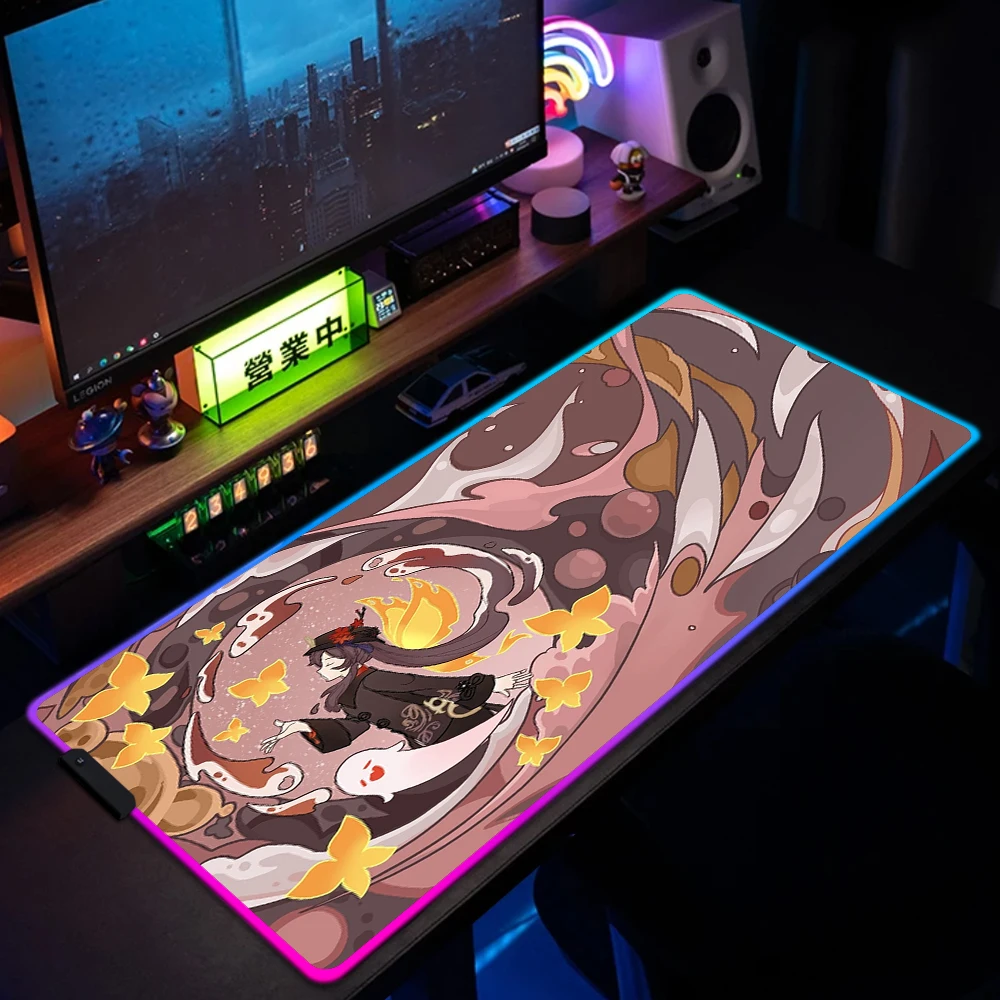Игровой RGB коврик для мыши Genshin Impact, большой игровой коврик для ...