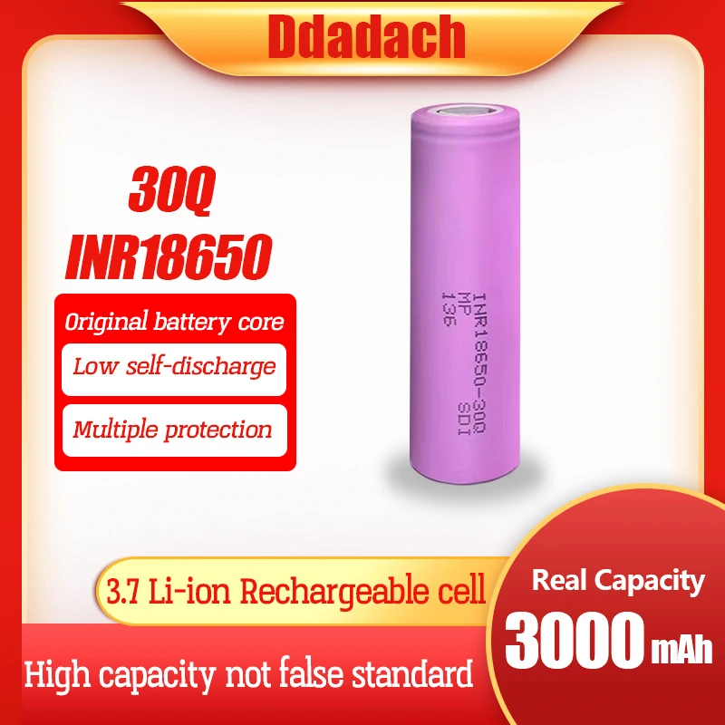 

1-10PCS 100% Original New INR18650 Battery 3.7V 18650 3000mAh INR18650 30Q Li-ion Rechargeable Batteries