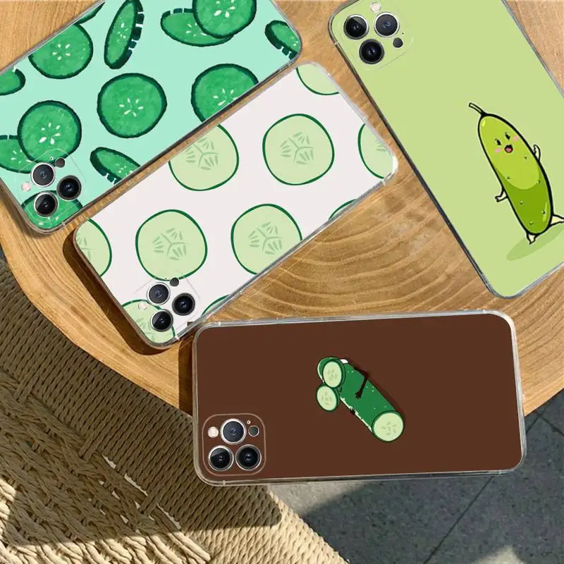 

FHNBLJ Cucumber Phone Case For iPhone XR X XS Max 14 13 Pro Max 11 12 Mini 6 7 8 plus SE 2020 Printing Cover