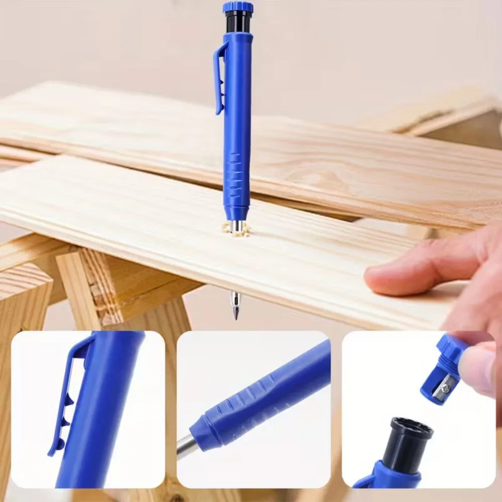 4pcs set of 2 8mm carpenter pencils set with 2 boxes of refills   with a pencil sharpener and cap mechanical carpenter automatic pencils suitable for carpenter   to draw deep hole   fine writing tools Product details 0
