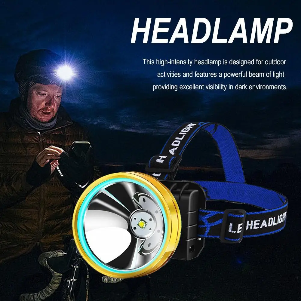 

Portable Led Headlamp Rechargeable Waterproof 1200/2400mah Adjustable Head-mounted Flashlight Torch For Fishing Hiking Camping