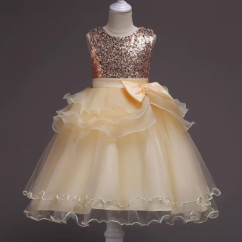 

Solid Color Girls Sequin Dress Summer Kids Dresses for Girls Sleeveless Lace Satin Flower Girl Dresses for Weddings 2-13 Years