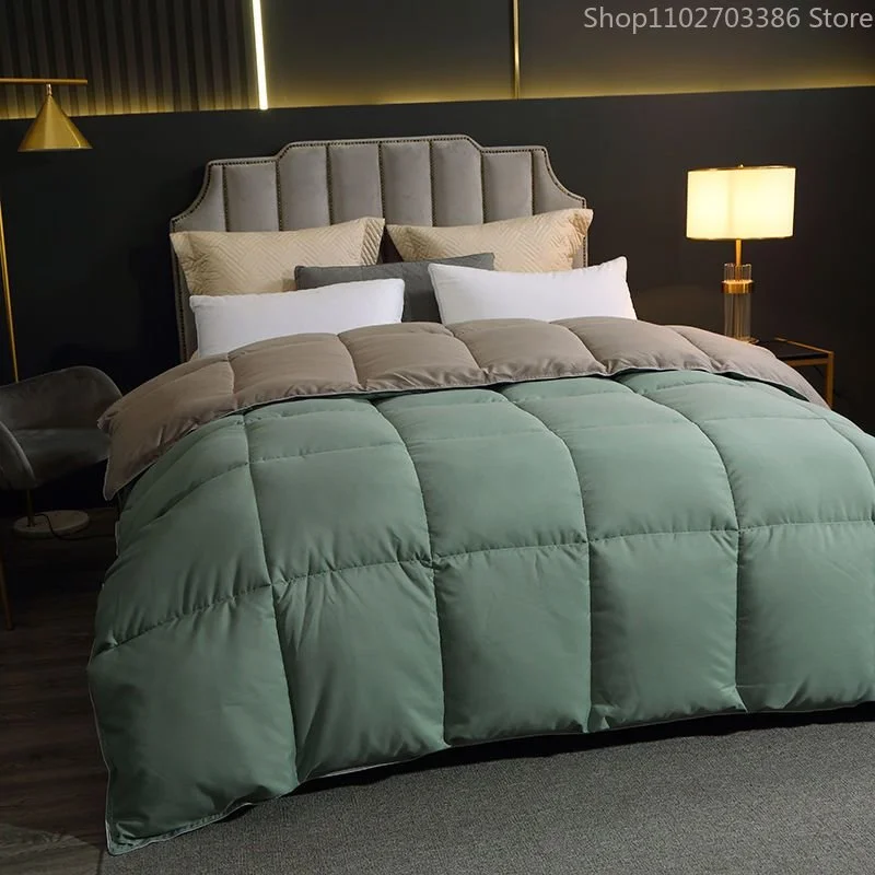 

Новое Роскошное Одеяло из искусственного гусиного пуха королевского размера, теплое зимнее одеяло, одеяло из гусиного пуха