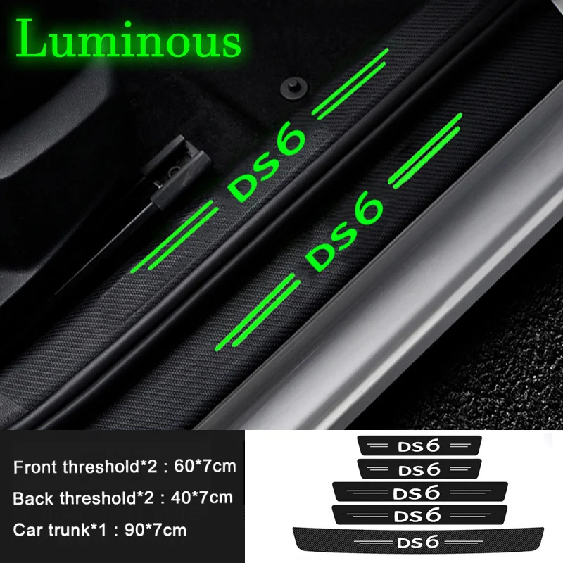 

Luminous Car Door Sill Protector Plate Rear Trunk Bumper Threshold Stickers for Citroen DS6 Logo Elysee Sega Relay Accessories