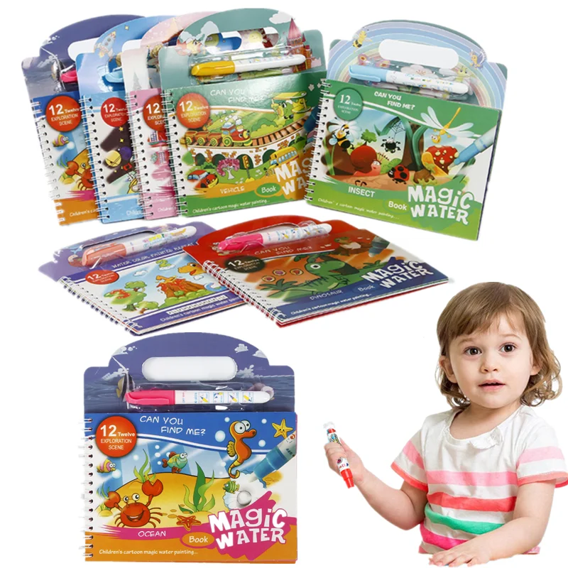 

Волшебная книга для рисования водой, Игрушки для раннего развития для малышей, многоразовая Волшебная книга для рисования, раскраска для детей, детские игрушки Монтессори