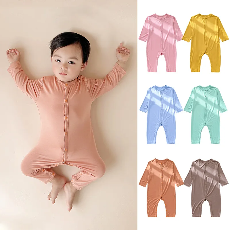 2023 Baby Clothes Romper Long Sleeve Soft Modal Boys Girls Solid Jumpsuit Newborn Infant Bodysuit Spring Summer Clothing