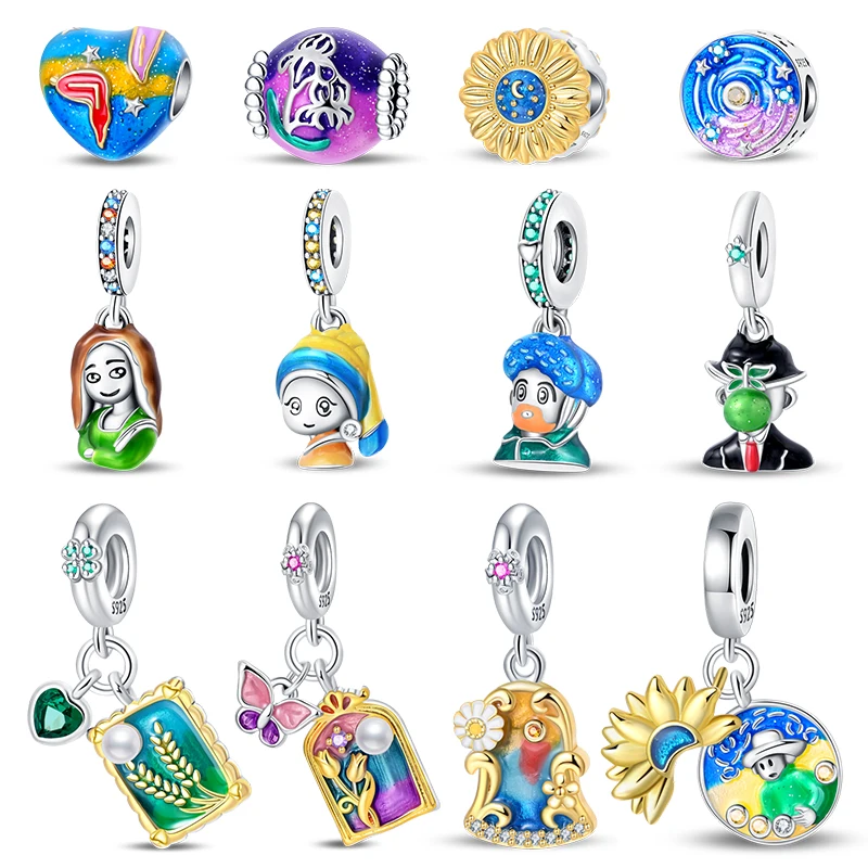 Шармы из серебра S925 пробы для путешествий серии пшеничное поле картина маслом