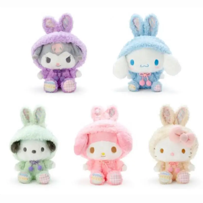 

Sanrio Hello Kity Easter Bunny Kawaii About 12Cm/22Cm Kuromi Cinnamoroll Plush Doll High Quality Gifts For Friends Childrens