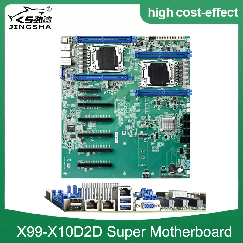 

X99-X10D2D Motherboard Dual CPU Support LGA 2011-3 E5 V3 V4 NVME M.2 DDR4 ECC REG RAM SATA3.0 USB3.0 256GB X99 Chip Motherboad