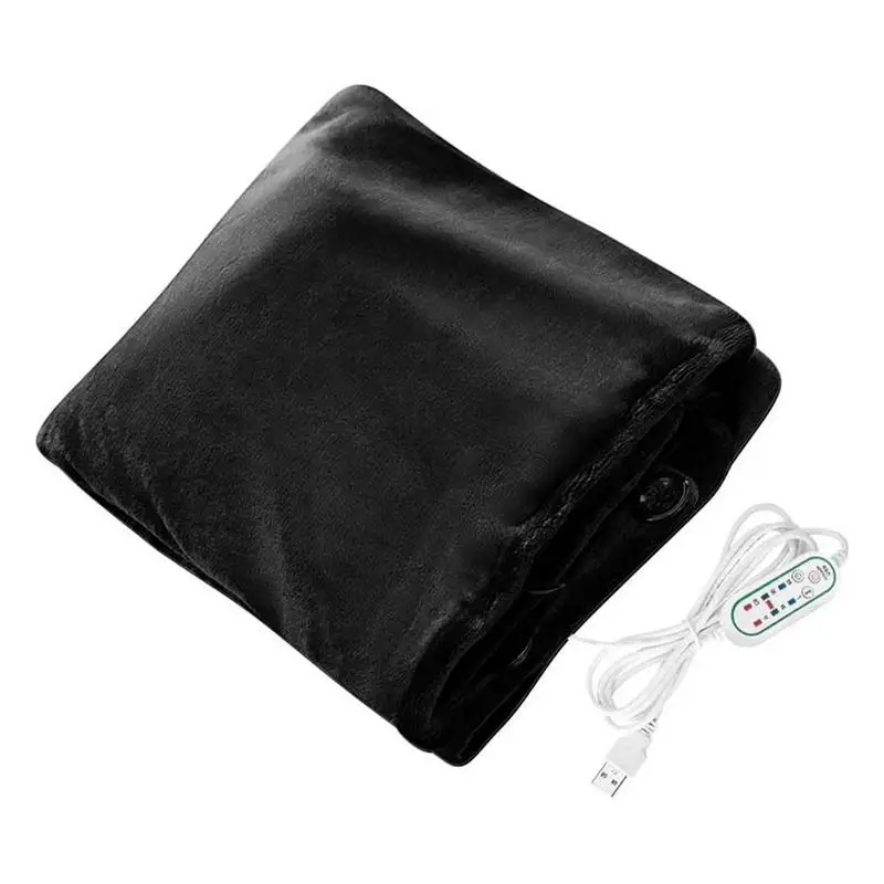 

USB Electric Heating Shawl Washable 3 Heat Settings With Timing Function Carbon Fiber Heated Blanket Indicator Neck Shoulder Car