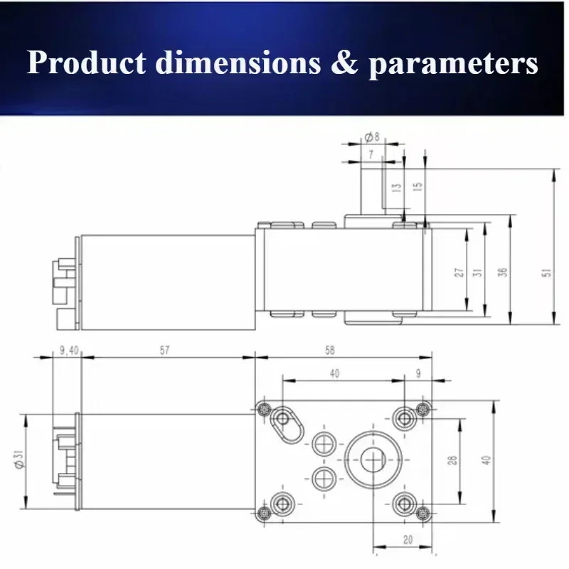 High Torque 12v DC Motor 24V Electric Worm gear motor With Encoder