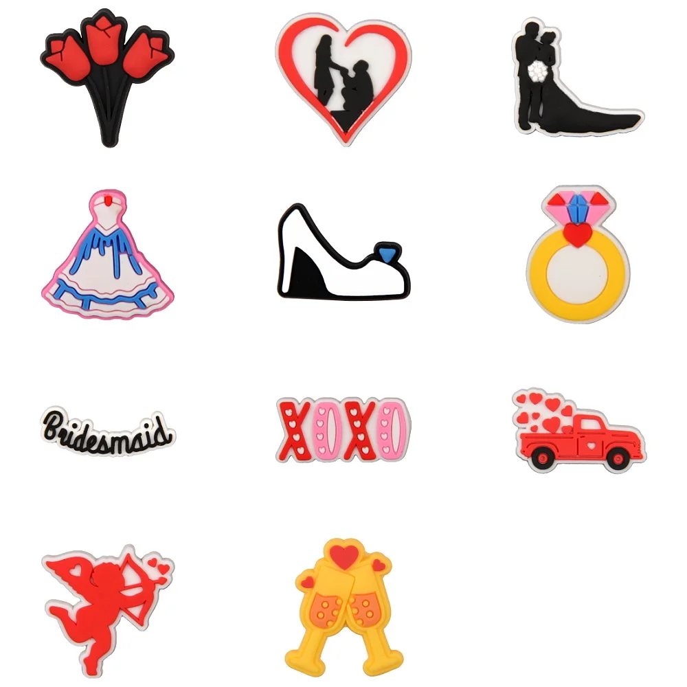 

Single Sale1pcs Valentine's Day Shoe Charms Accessories Beautiful Roses Shoes Decorations Wedding Ring Garden Sandals Accessorie