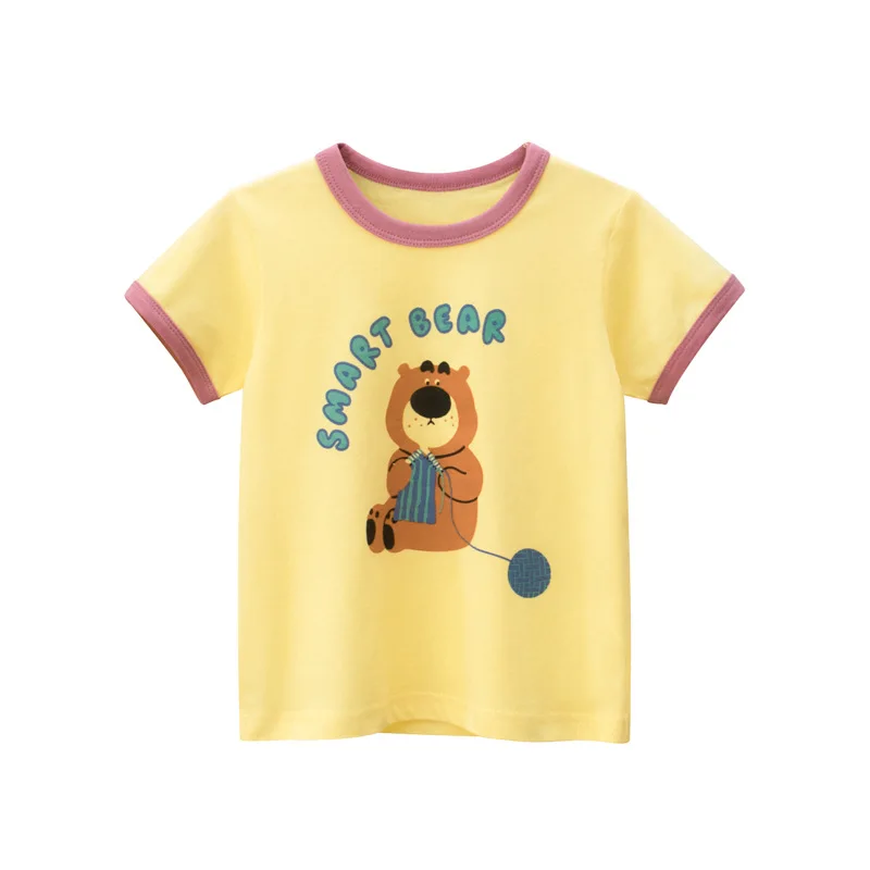 

Корейская детская одежда, футболка с коротким рукавом для девочек, новинка 2022, детская одежда, модная футболка на день рождения, популярная ...