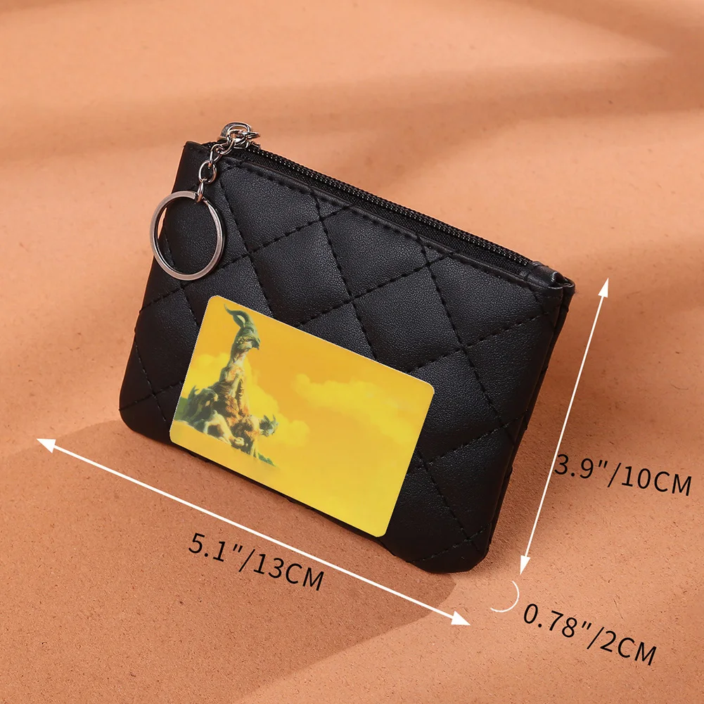 PU Leather Zip Coin Wallet Key Chain Women Fashion Small Purse Money Designer Diamond Pattern Short Change Pouch Coin Purse