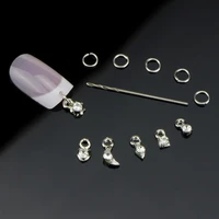 13pcs metal rhinestone piercing dangle drill nail art tassel charm jewelry alloy design maker dotting pen piercing manicure tool