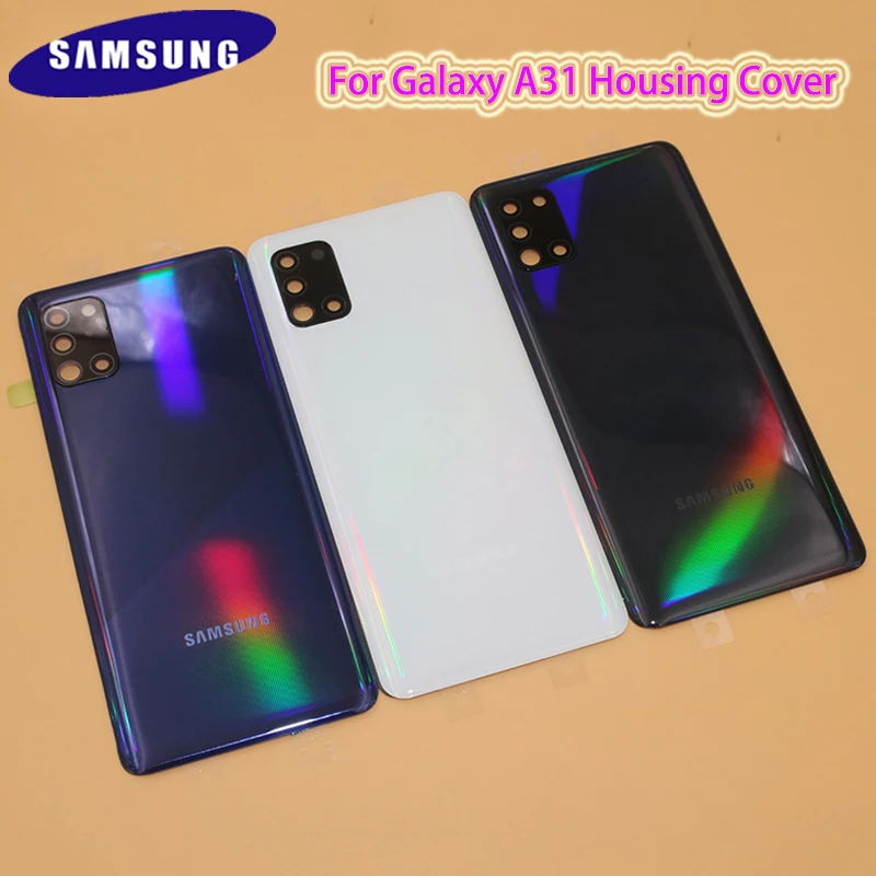 

Оригинальное заднее стекло для Samsung Galaxy A31 A315 A315F A 31 Крышка батарейного отсека задняя панель корпуса со стеклянной рамкой объектива камеры