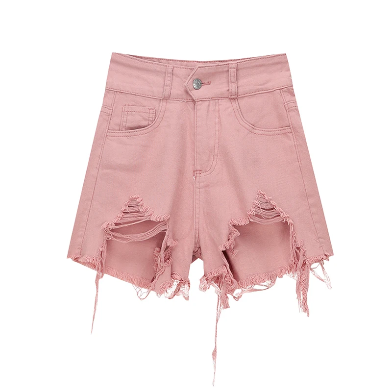 

Denim Shorts Women 2022 Newest Summer Pink Vintage Fashion High Waist Leg-openings Straight Slim Sexy Female Short Pants Jeans