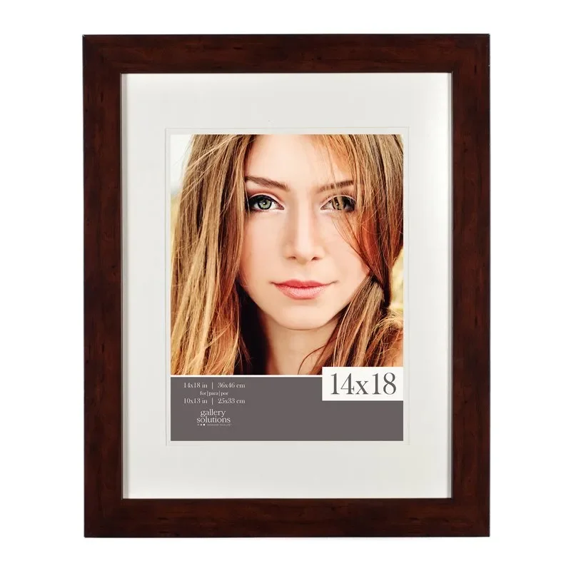

Essential Wall or Tabletop Picture Frame with Double Mat, 14x18 Matted To 10x13, Walnut