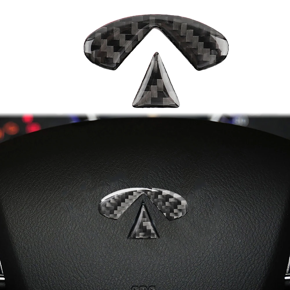 

Настоящее углеродное волокно для Infiniti Q50 2014-2020 Автомобильное рулевое колесо логотип панели декоративные наклейки аксессуары для модификации автомобиля