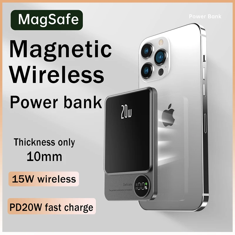 

10000mAh Magnetic Power Bank PD20W Magsafing Fast Charging External Battery For Iphone 15W Wireless Charge Powerbank For Huawei