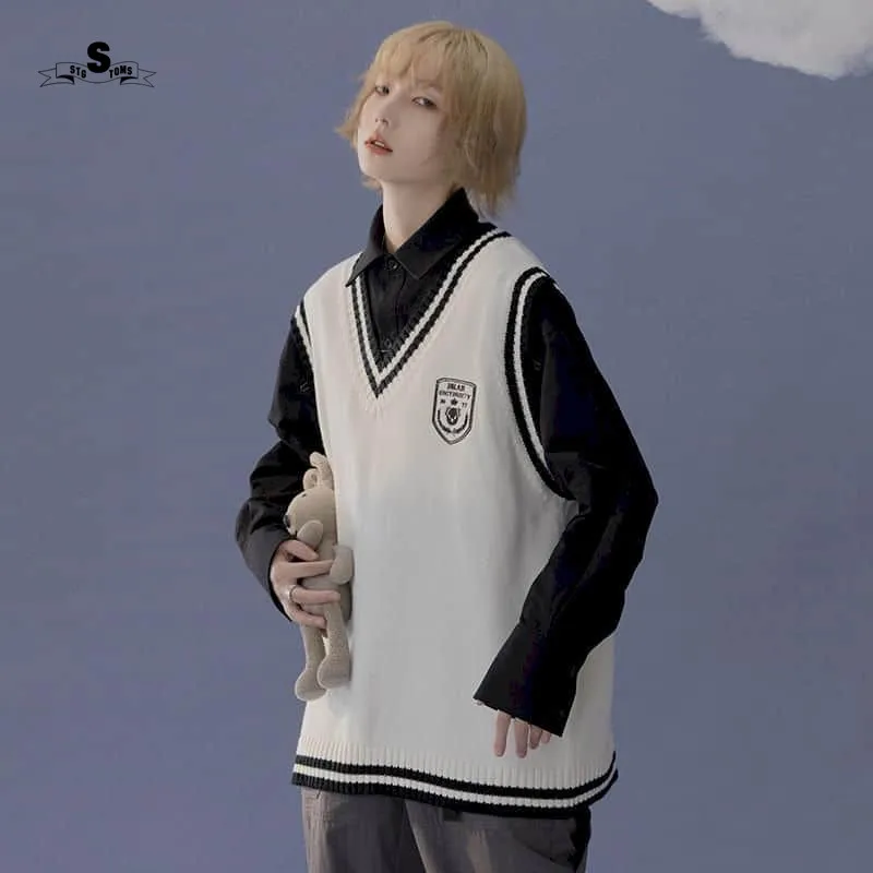 Мужской/женский Трикотажный жилет с V-образным вырезом и вышивкой - купить по