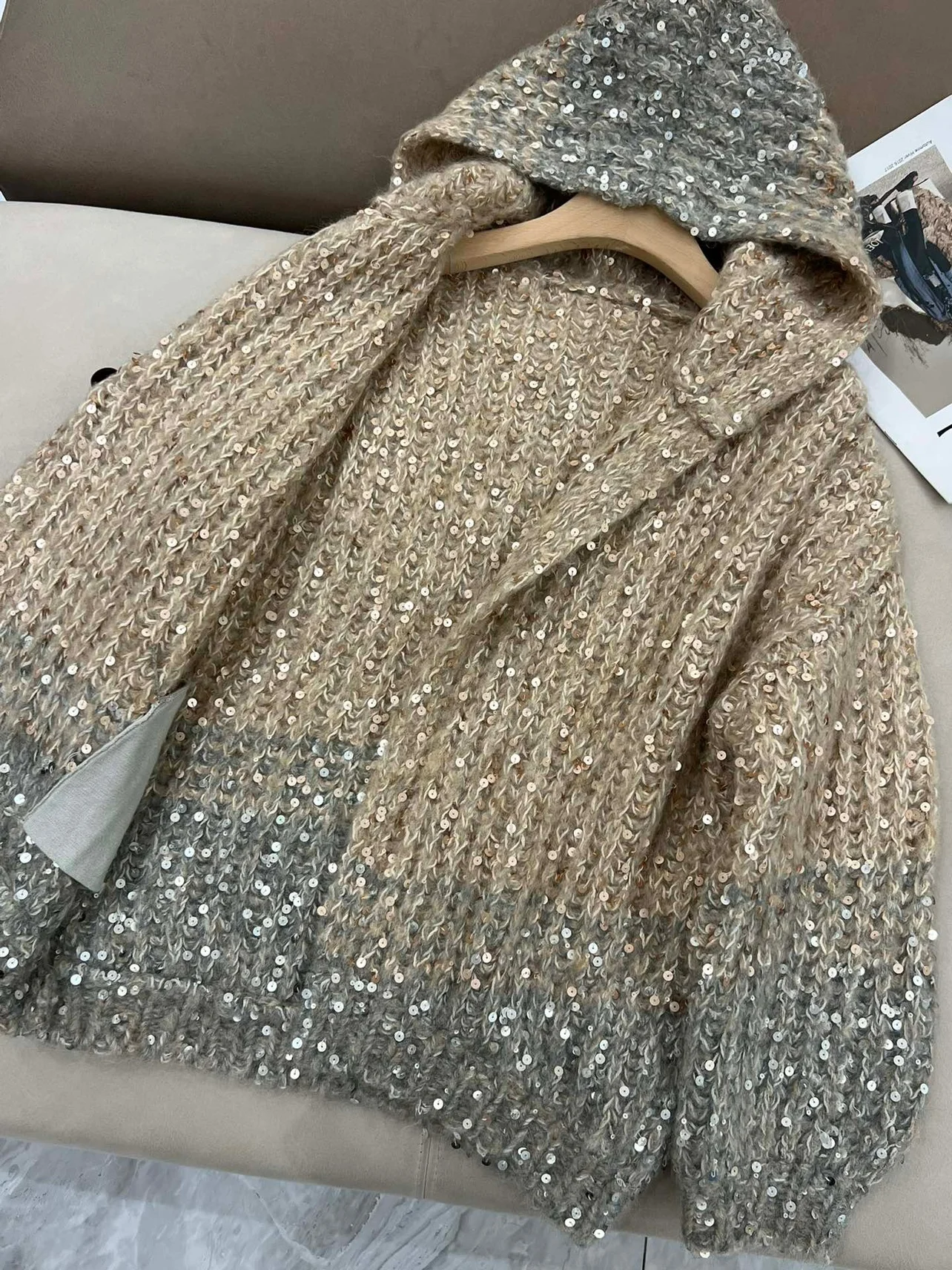 Женский свободный кардиган с капюшоном осенне-зимний Кардиган B * C