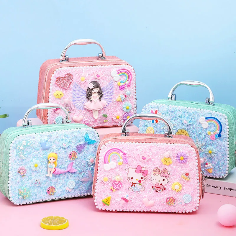 

Sanrioed Hellokittys ручная работа Diy Милая косметичка модная универсальная сумка Детская творческая игрушка материал сумка мультфильм
